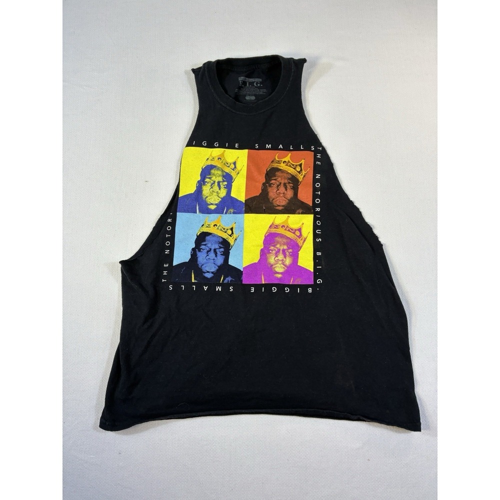 The Notorious BIG Biggie Smalls Muscle Tank Top Mens Large Black Cut Off Graphic